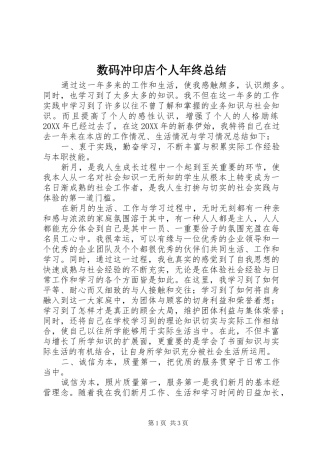 数码冲印店个人年终总结