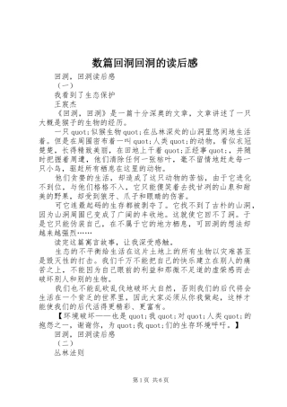 数篇回洞回洞的读后感