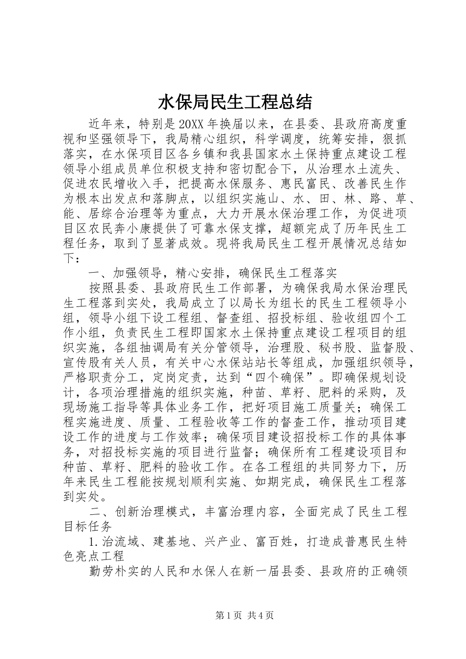水保局民生工程总结_第1页
