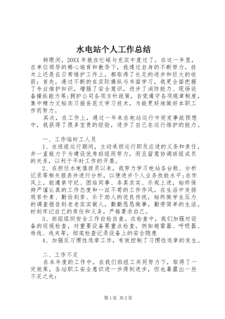 水电站个人工作总结