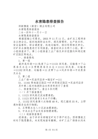 水害隐患排查报告