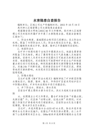 水害隐患自查报告