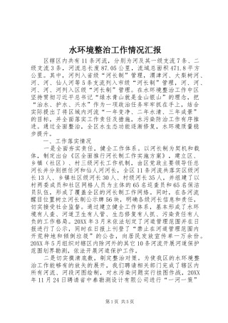 水环境整治工作情况汇报