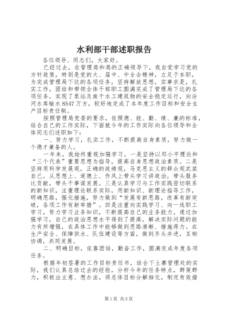 水利部干部述职报告