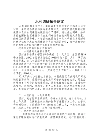 水利调研报告范文