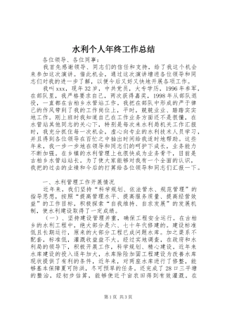 水利个人年终工作总结