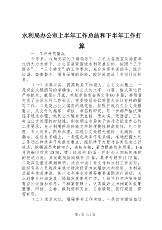 水利局办公室上半年工作总结和下半年工作打算