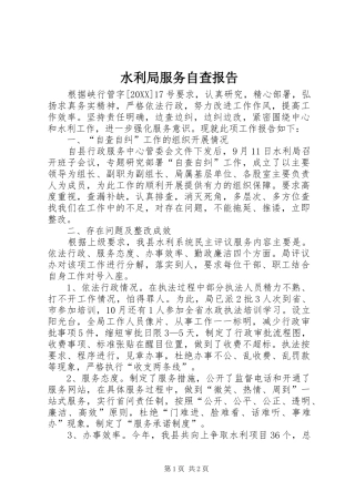 水利局服务自查报告