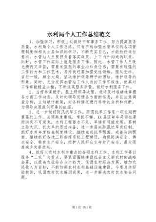 水利局个人工作总结范文