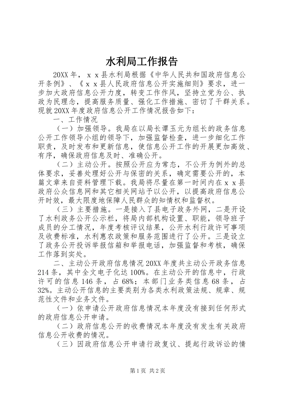 水利局工作报告_第1页
