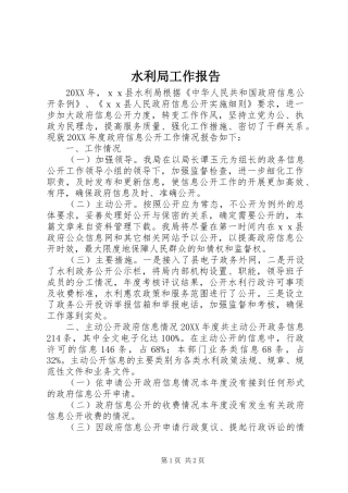 水利局工作报告