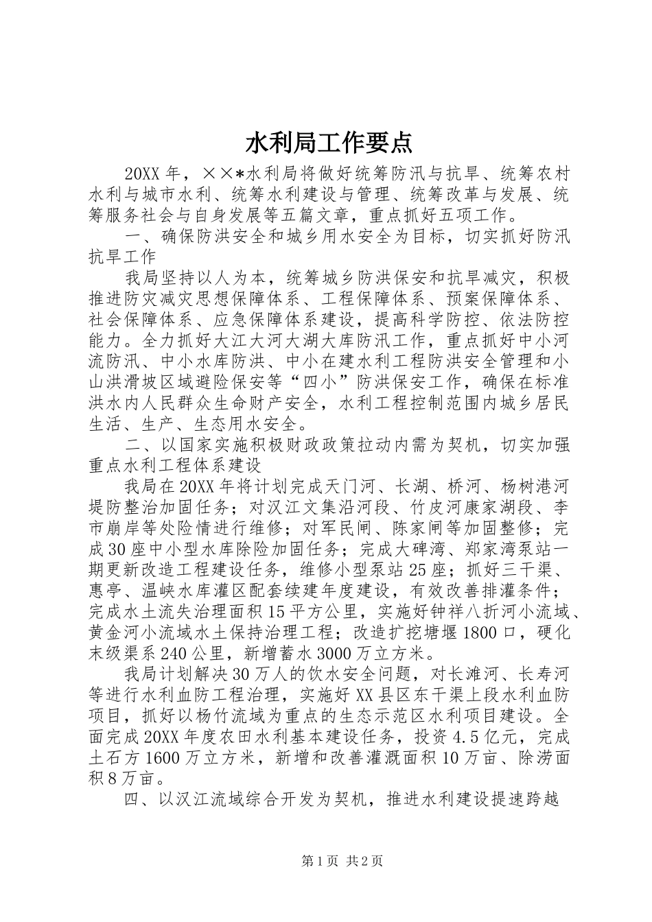 水利局工作要点_第1页