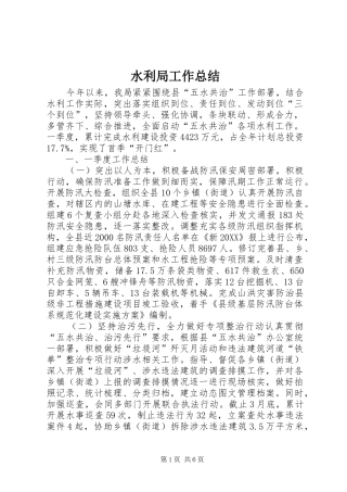 水利局工作总结