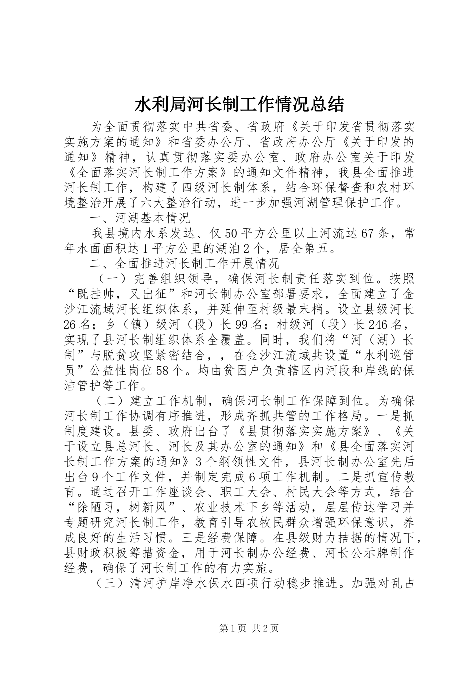 水利局河长制工作情况总结_第1页