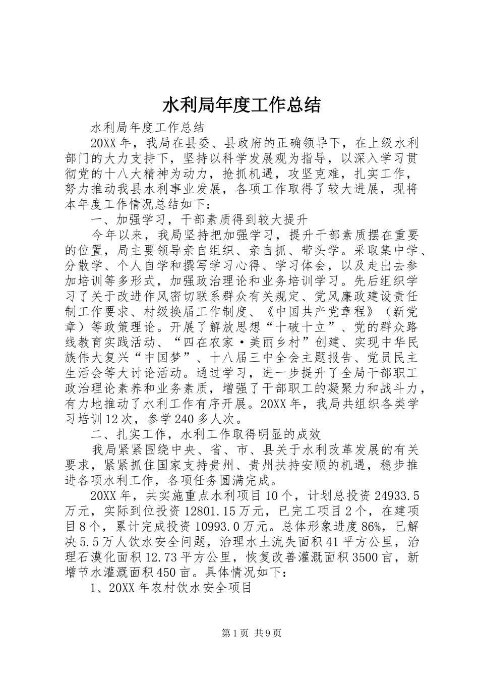 水利局年度工作总结_第1页