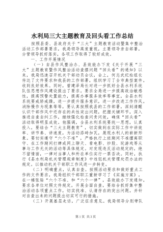 水利局三大主题教育及回头看工作总结