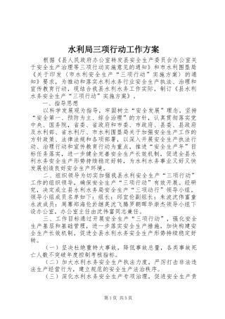 水利局三项行动工作方案