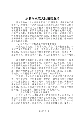 水利局水政大队情况总结