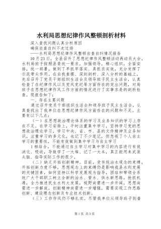 水利局思想纪律作风整顿剖析材料