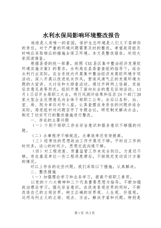 水利水保局影响环境整改报告