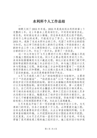水利所个人工作总结