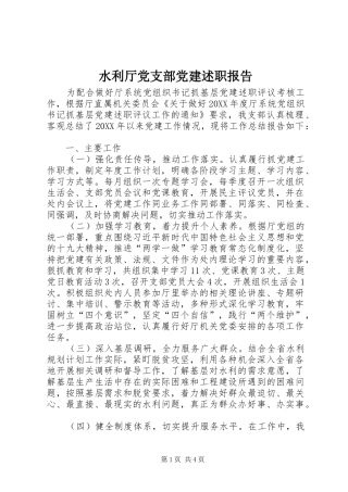 水利厅党支部党建述职报告