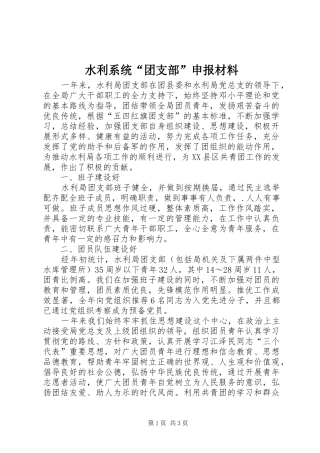 水利系统团支部申报材料