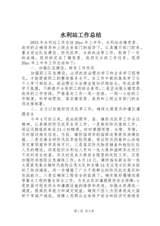 水利站工作总结