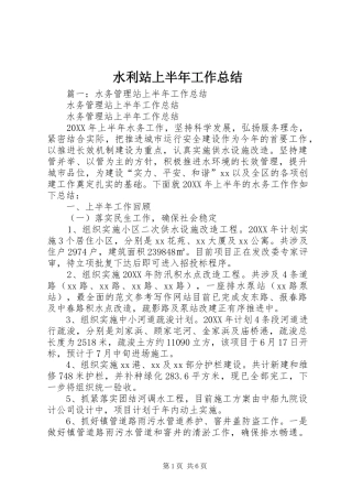 水利站上半年工作总结