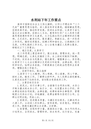 水利站下年工作要点