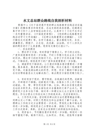 水文总站群众路线自我剖析材料