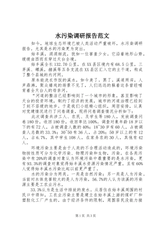 水污染调研报告范文