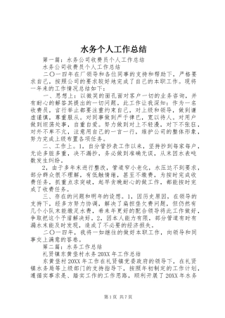 水务个人工作总结