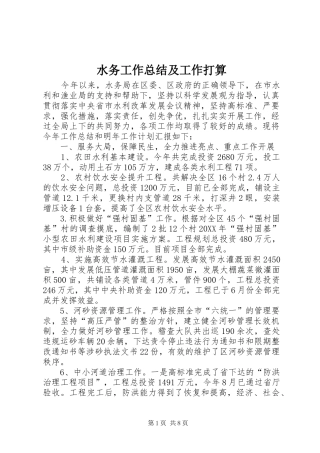 水务工作总结及工作打算