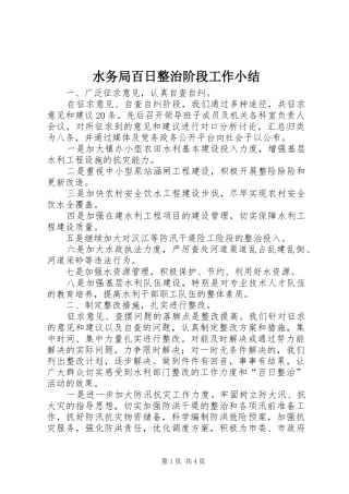 水务局百日整治阶段工作小结