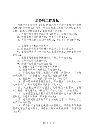 水务局工作意见