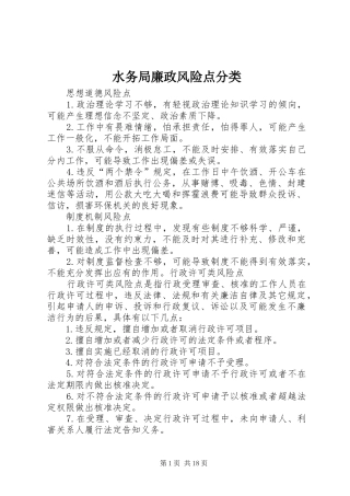 水务局廉政风险点分类