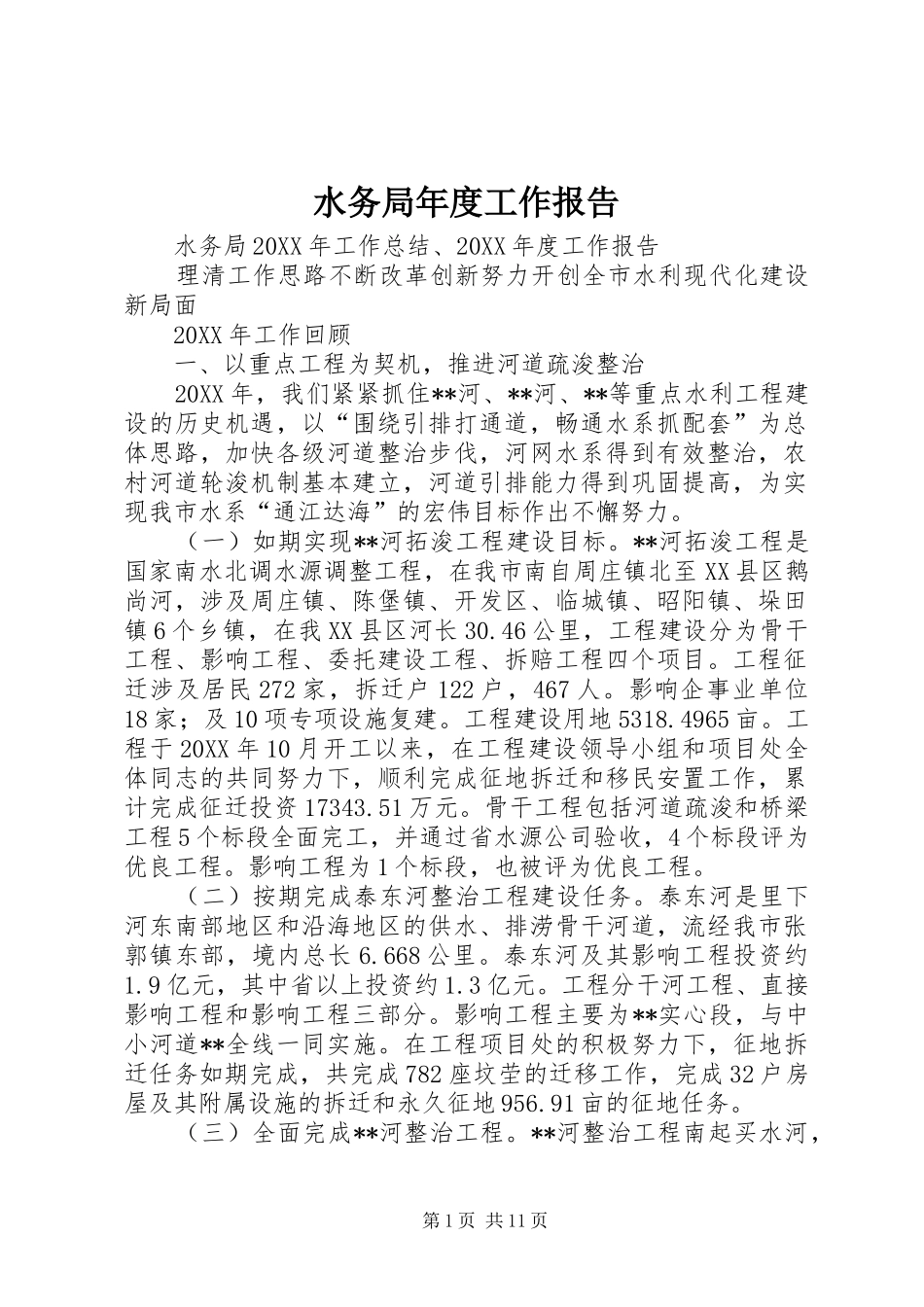 水务局年度工作报告_第1页