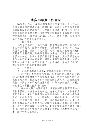 水务局年度工作意见
