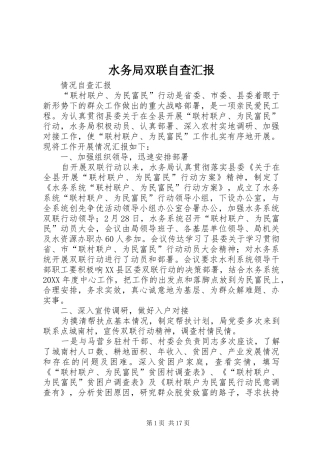 水务局双联自查汇报