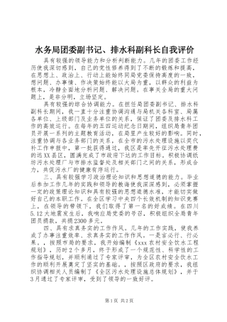 水务局团委副书记排水科副科长自我评价