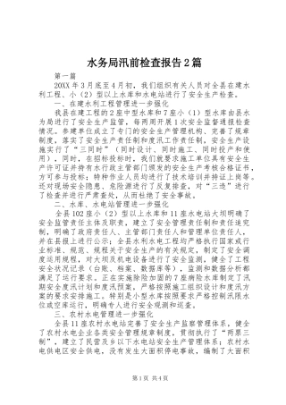 水务局汛前检查报告篇