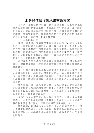 水务局依法行政承诺整改方案