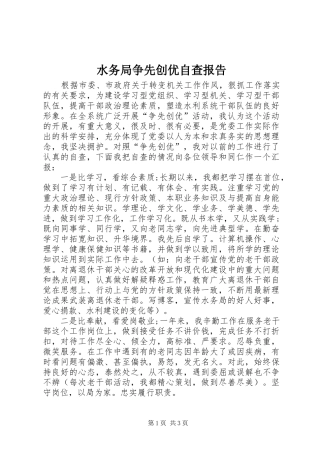 水务局争先创优自查报告