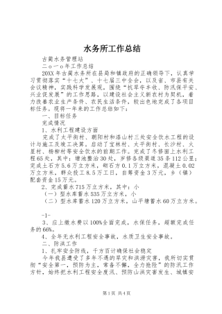水务所工作总结
