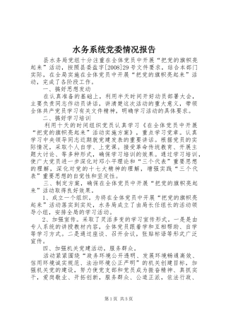 水务系统党委情况报告
