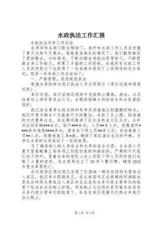 水政执法工作汇报