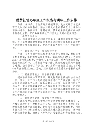 税费征管办年底工作报告与明年工作安排