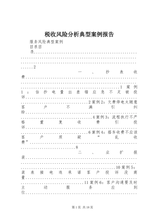 税收风险分析典型案例报告