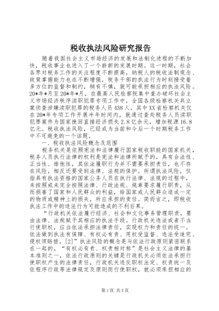 税收执法风险研究报告